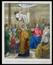 Le malade de la paralysie amené à Christ par ses amis, d